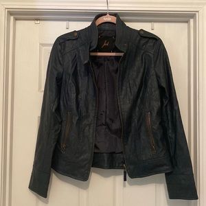 Navy Faux Leather Jacket
